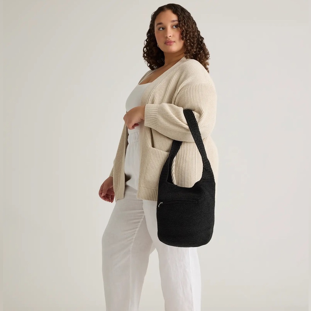 The Sak Crochet Hobo Bag in Black